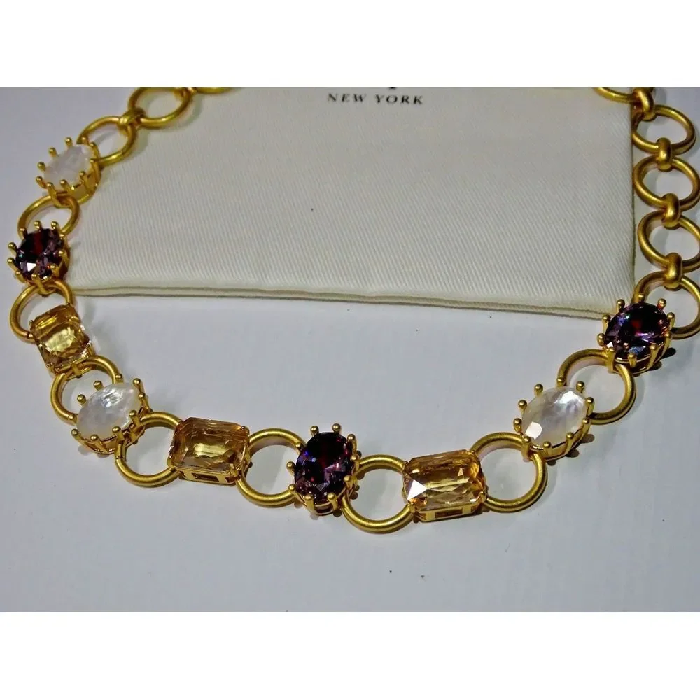 NEW Kate Spade Blooming‎ Bling Stone Necklace Russet Multi Gold WBRUG130